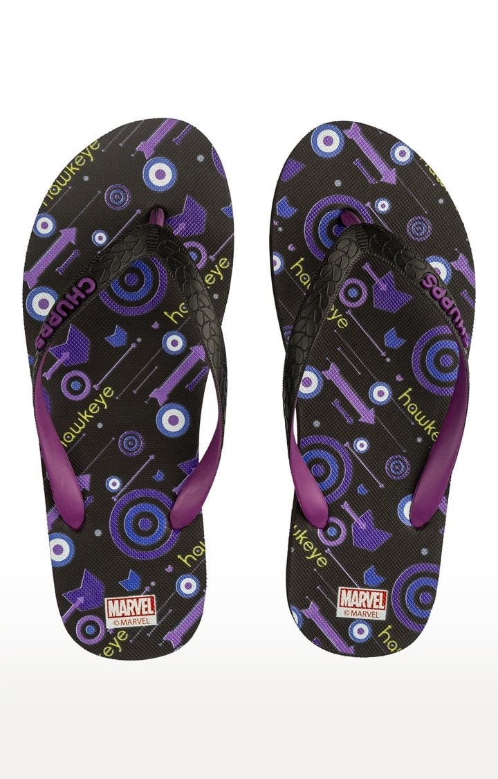 Men's Black Marvel Hawkeye Natural Rubber Slippers