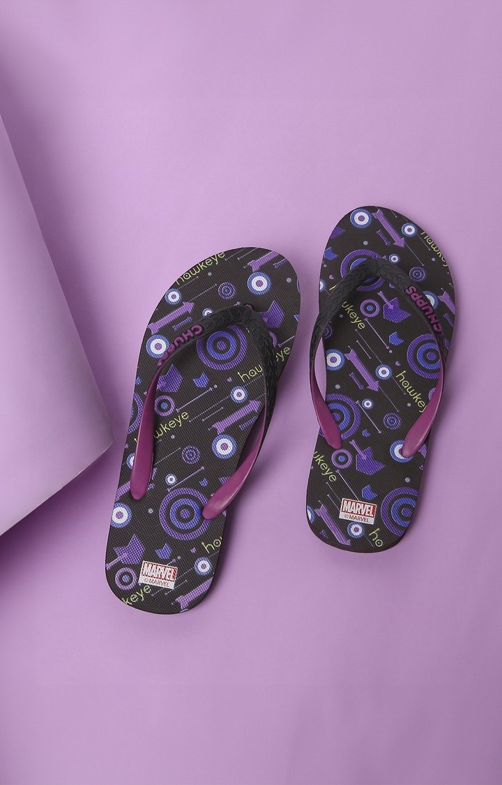 Men's Black Marvel Hawkeye Natural Rubber Slippers