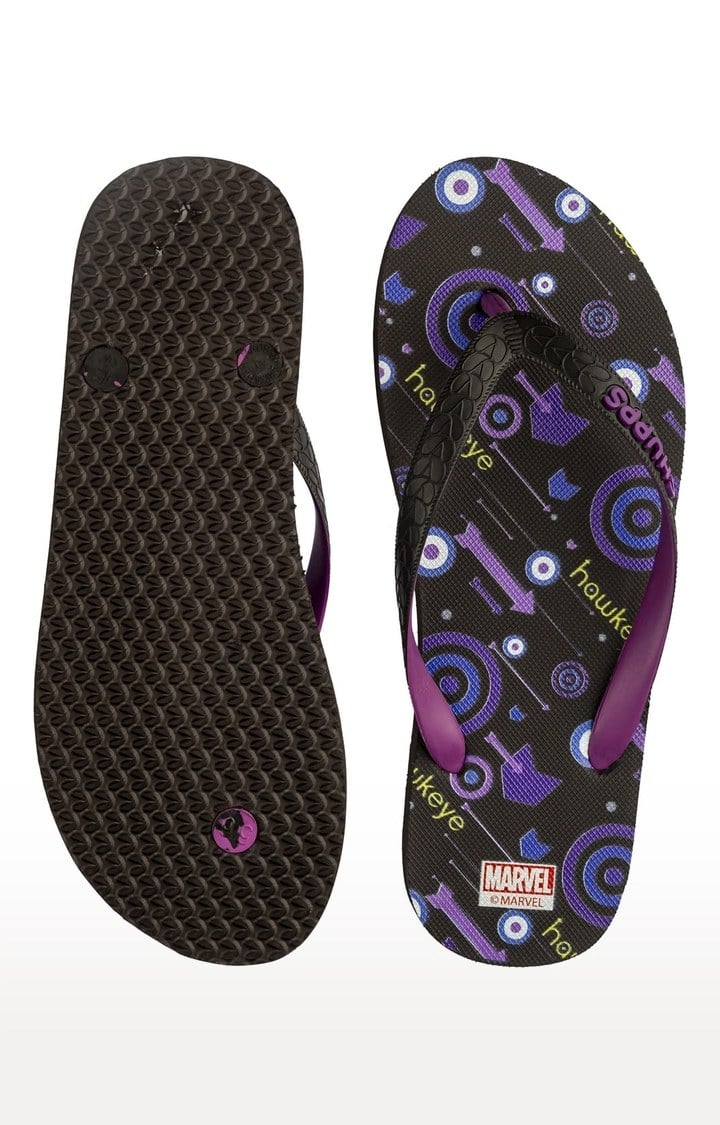 Men's Black Marvel Hawkeye Natural Rubber Slippers
