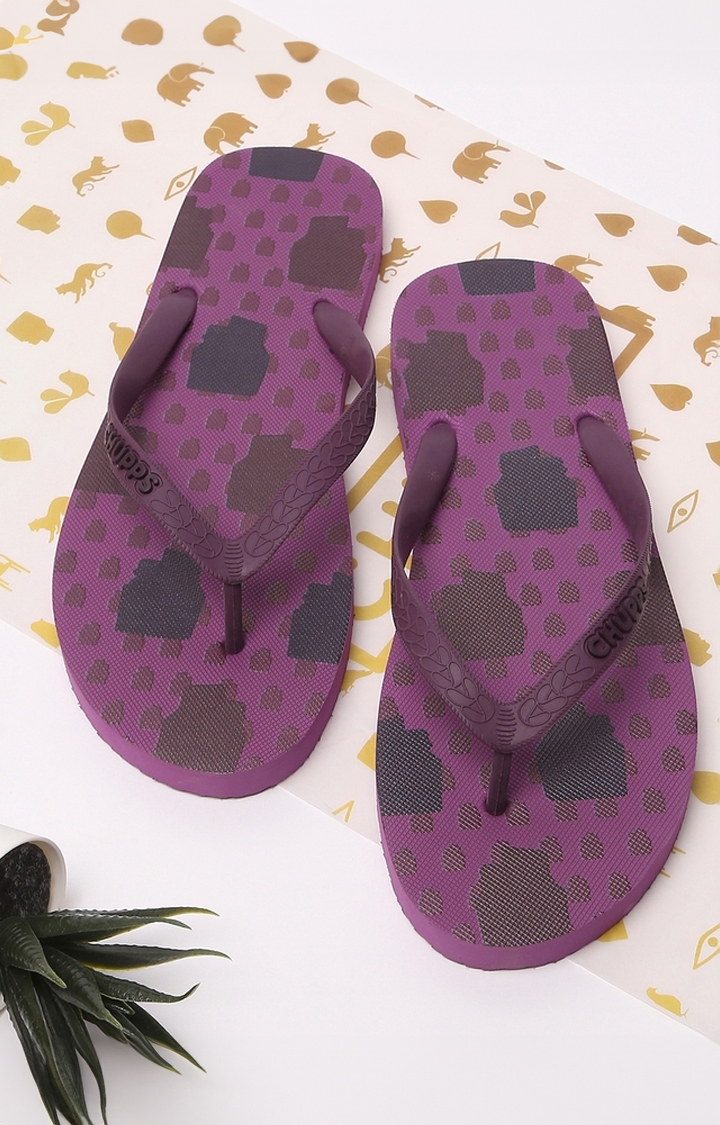 Chupps | Men's Purple Indian Impressions Face-Off Natural Rubber Slippers