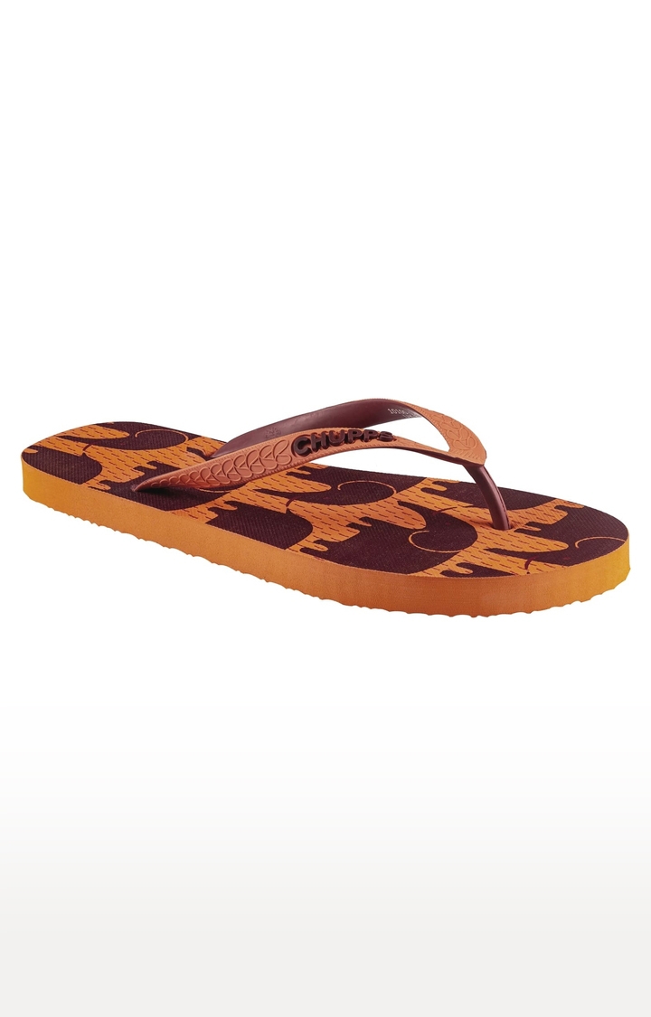 Men's Orange Indian Impressions Haathi Natural Rubber Slippers