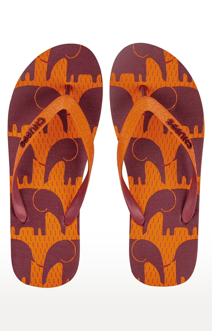 Men's Orange Indian Impressions Haathi Natural Rubber Slippers