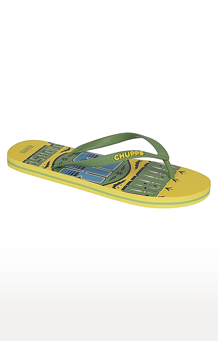Men's Green & Yellow Hork Ok Please Natural Rubber Slippers