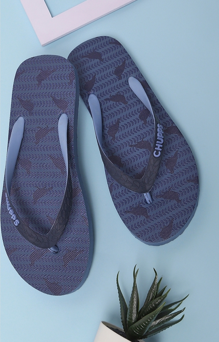 Men's Blue Indian Impressions Kabootar Natural Rubber Slippers