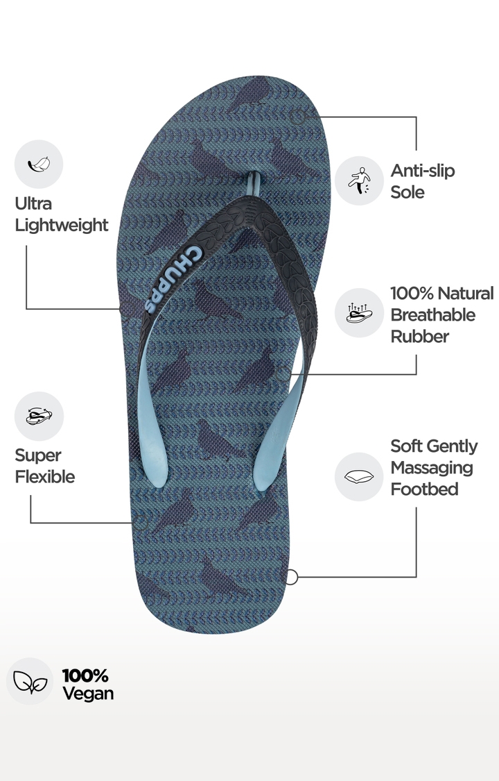 Chupps | Men's Blue Indian Impressions Kabootar Natural Rubber Slippers 4