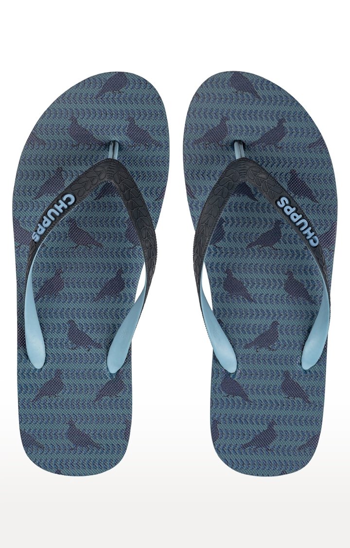 Men's Blue Indian Impressions Kabootar Natural Rubber Slippers