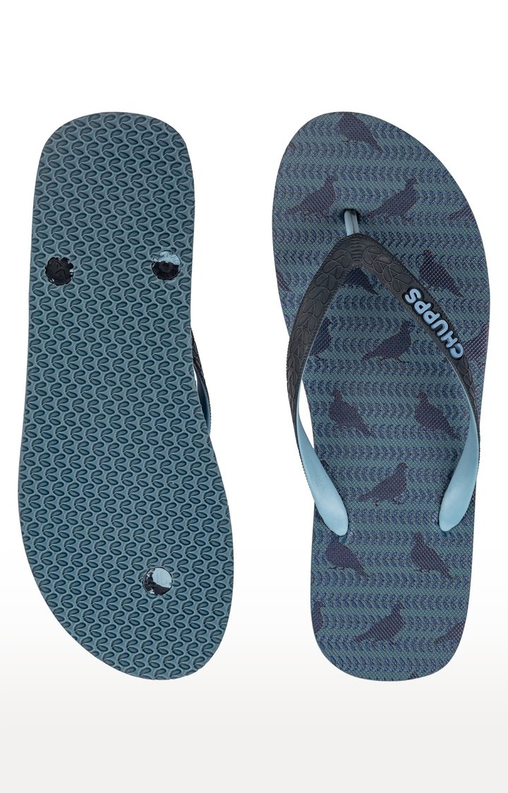 Men's Blue Indian Impressions Kabootar Natural Rubber Slippers