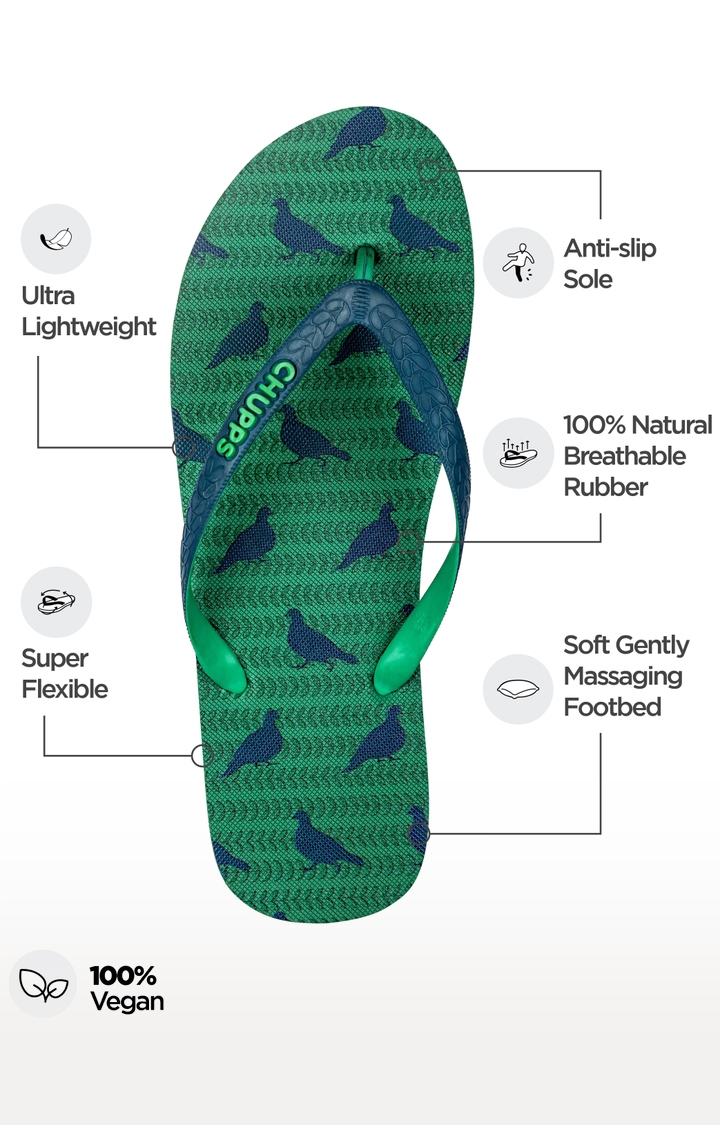 Men's Green Indian Impressions Kabootar Natural Rubber Slippers