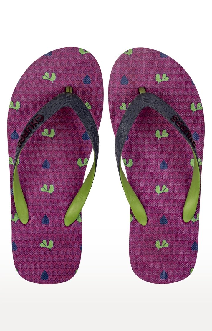 Women's Purple Indian Impressions Betel Leaf Natural Rubber Slippers