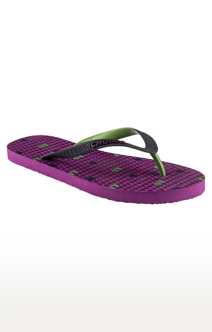 Chupps | Women's Purple Indian Impressions Betel Leaf Natural Rubber Slippers 1