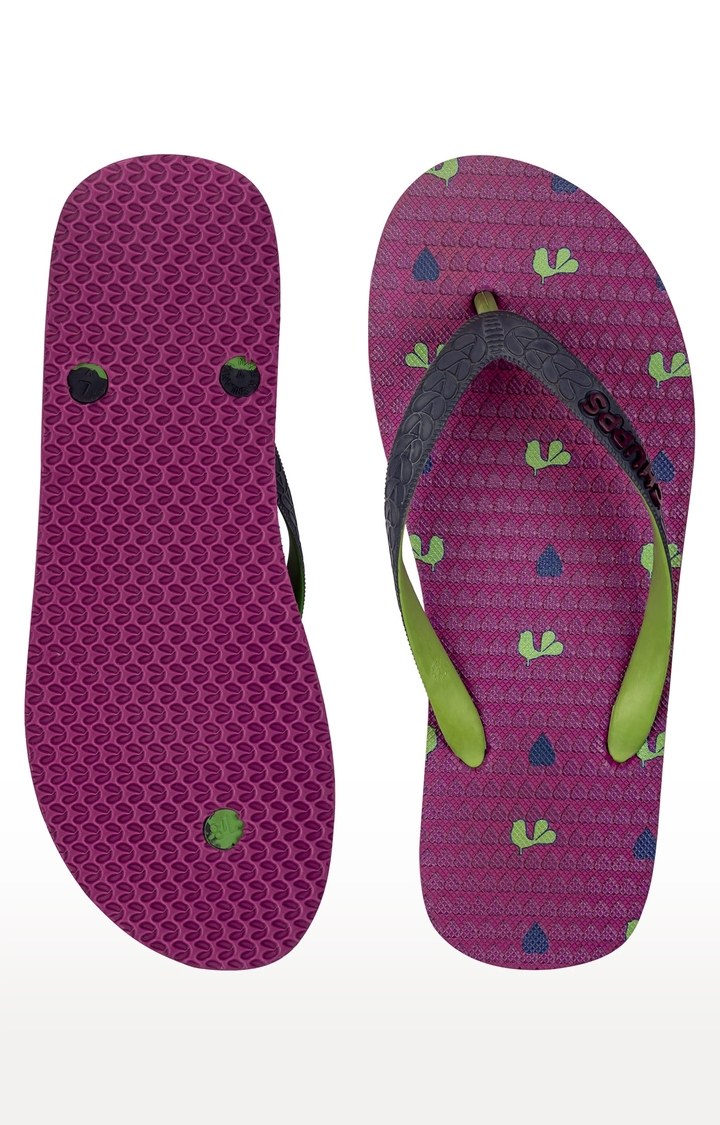 Women's Purple Indian Impressions Betel Leaf Natural Rubber Slippers