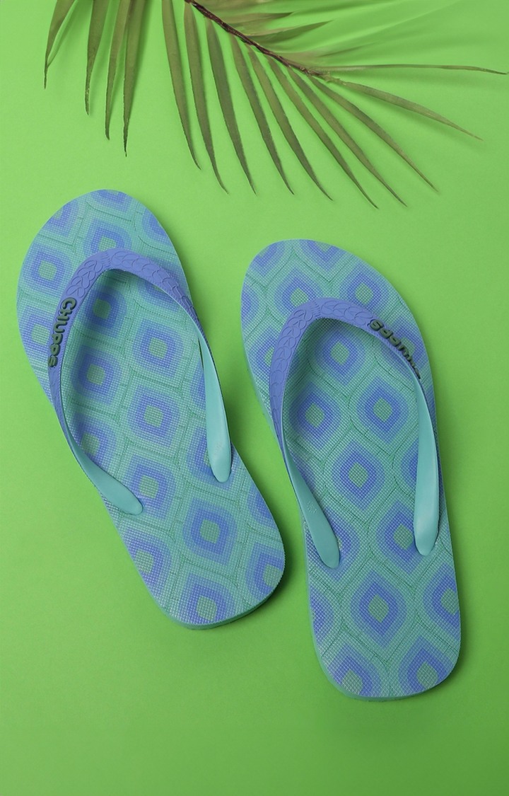 Women s Green Blue Indian Impressions Mor Natural Rubber Slippers