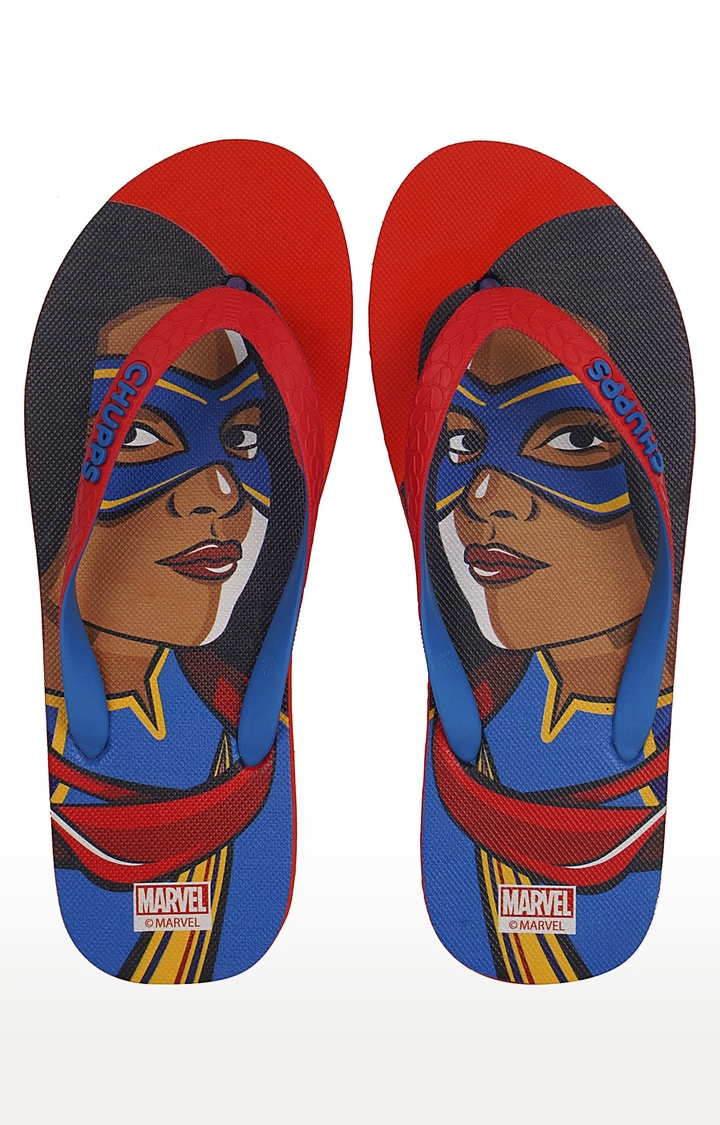 Women's Red Ms Marvel Natural Rubber Slippers