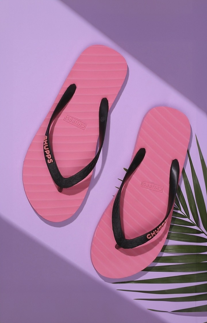 Women's Pink Banana Leaf Natural Rubber Slippers