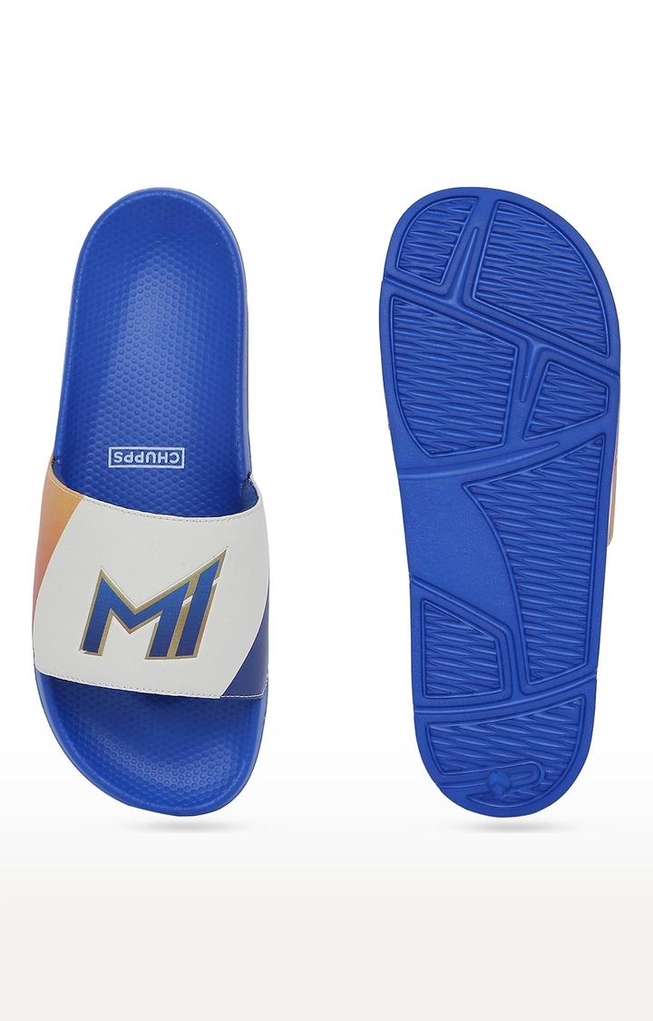 Chupps | Men's Blue & White Mi: Official Slider Flip Flops 5