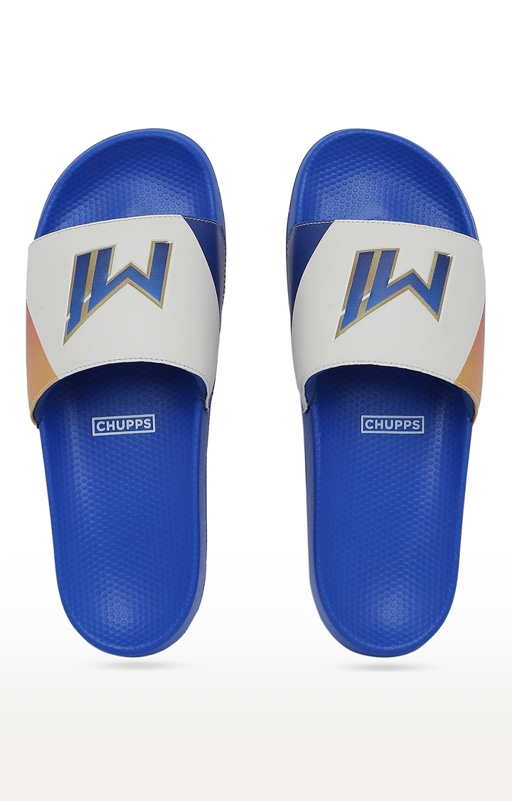 Chupps | Men's Blue & White Mi: Official Slider Flip Flops 4