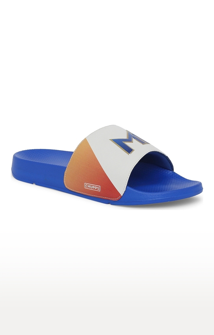 Chupps | Men's Blue & White Mi: Official Slider Flip Flops 1