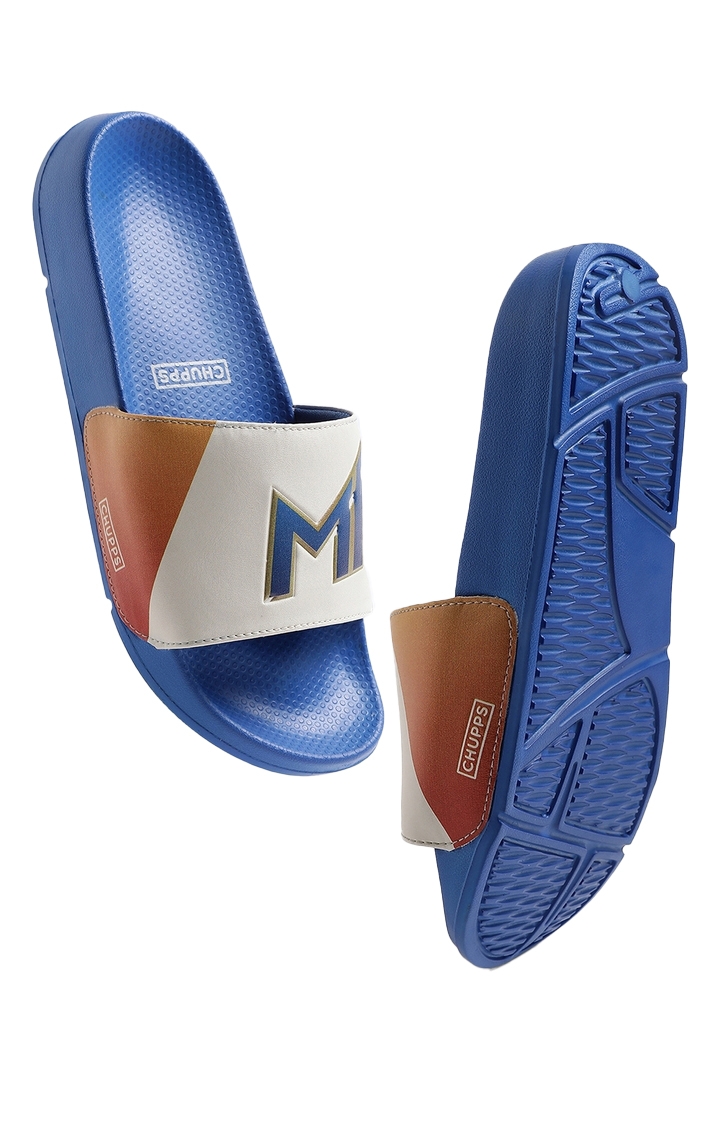 Chupps | Men's Blue & White Mi: Official Slider Flip Flops 8