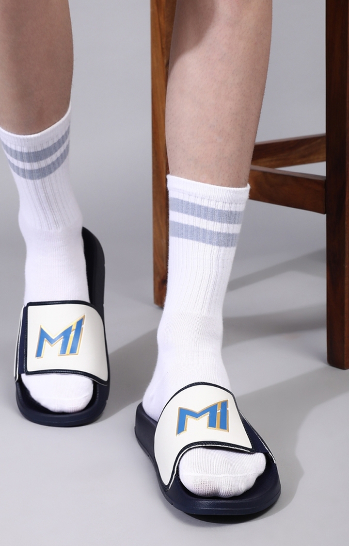 Chupps | Men's Blue & White Mi: Official Slider Flip Flops 8