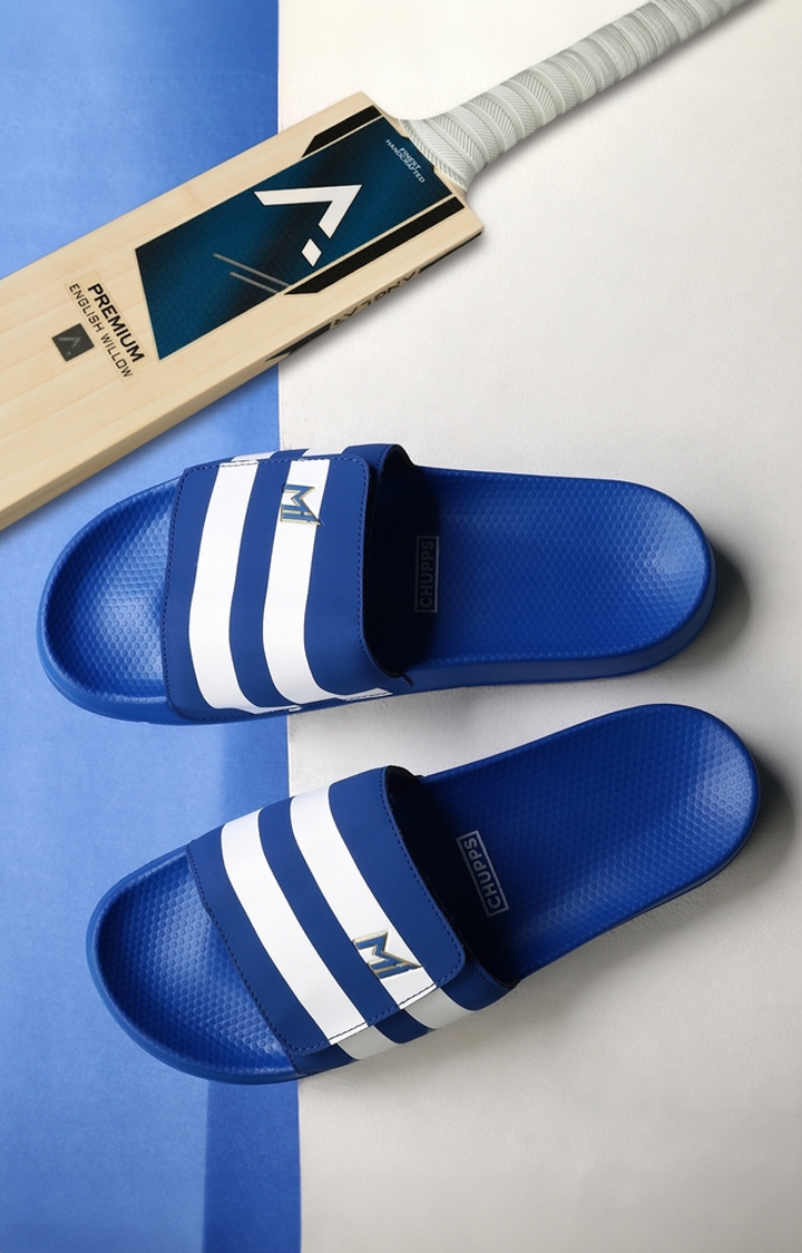 Men's Blue Indian Impressions Aankh Natural Rubber Slippers