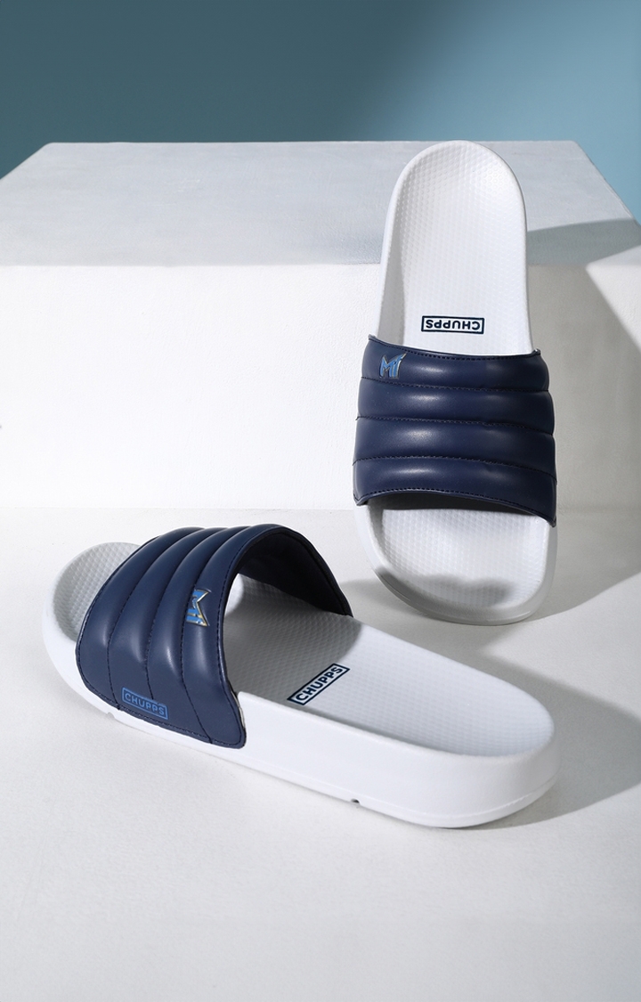 Chupps | Men's Blue & White Mi: Official Slider Flip Flops 0