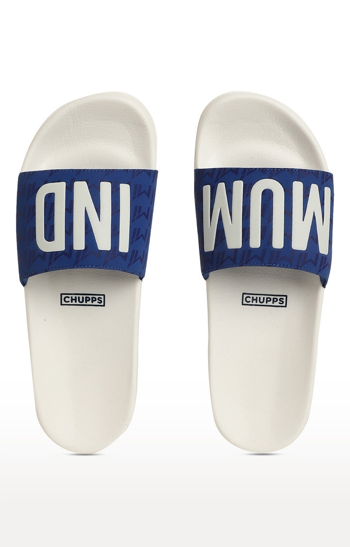 Chupps | Women's White & Blue Mi: Official Slider Flip Flops 3