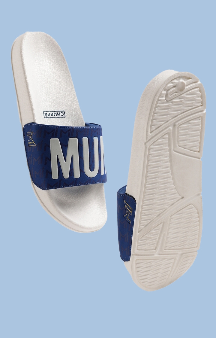 Chupps | Women's White & Blue Mi: Official Slider Flip Flops 5