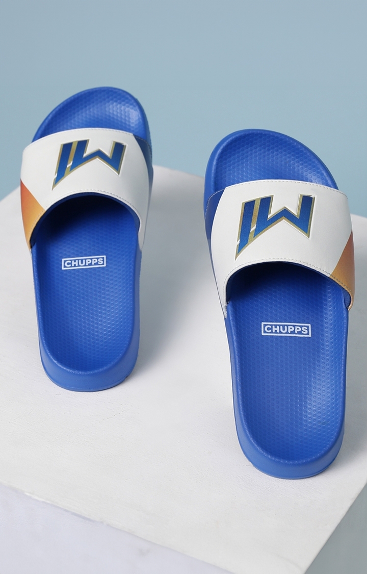 Women's Blue & White Mi: Official Slider Flip Flops