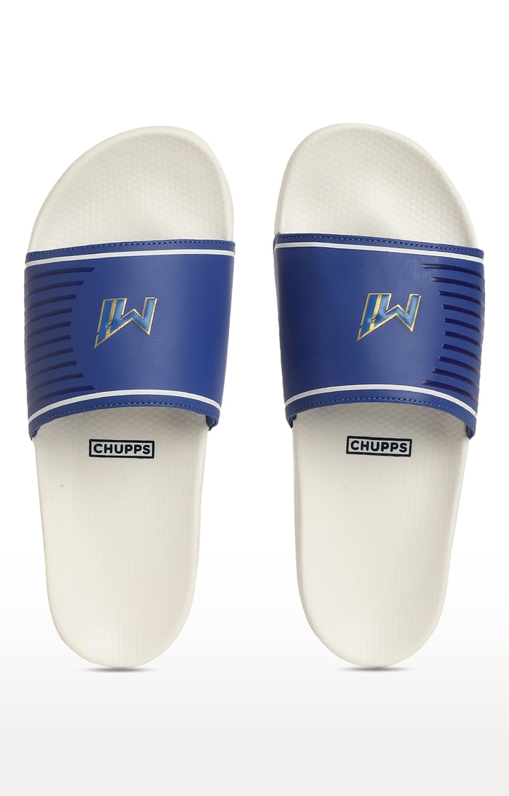 Chupps | Women's Blue & White Mi: Official Slider Flip Flops 4