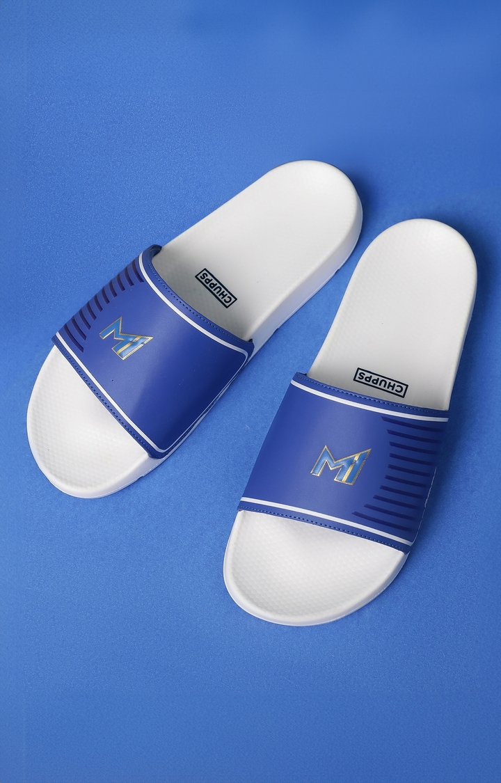 Chupps | Women's Blue & White Mi: Official Slider Flip Flops