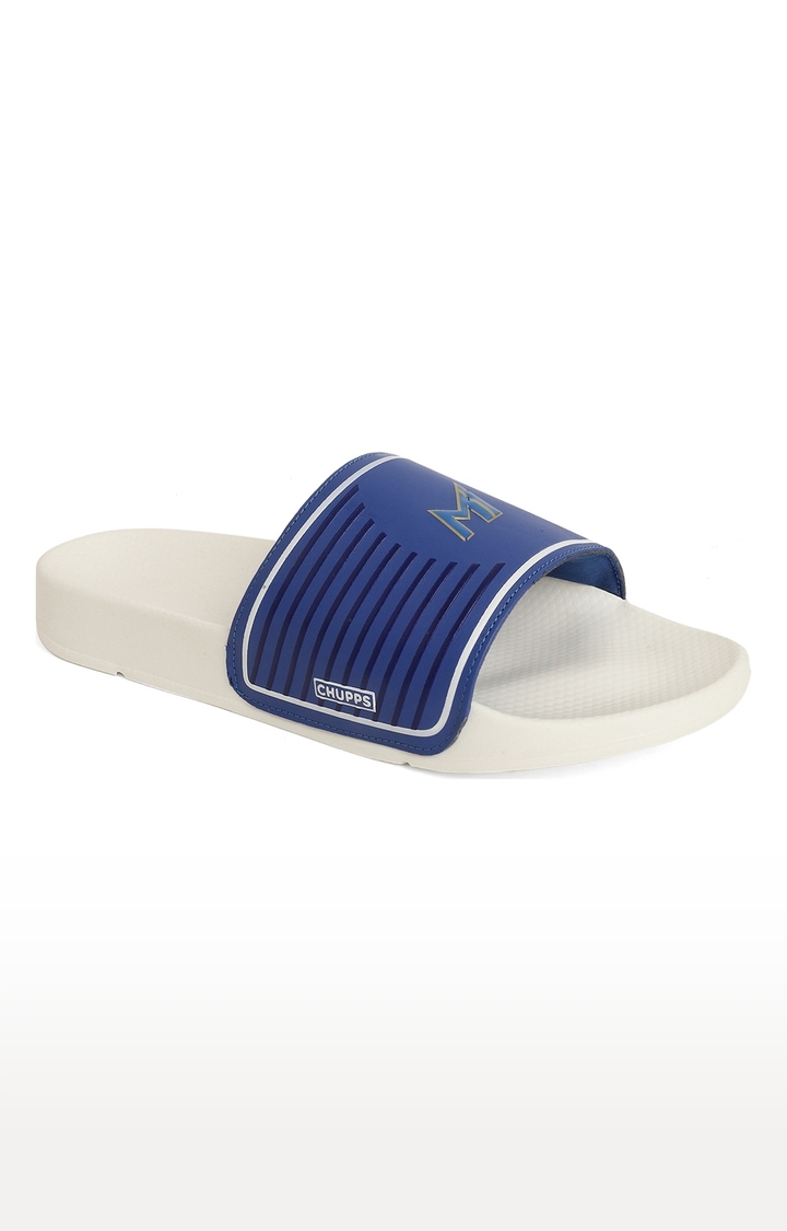 Chupps | Women's Blue & White Mi: Official Slider Flip Flops 1