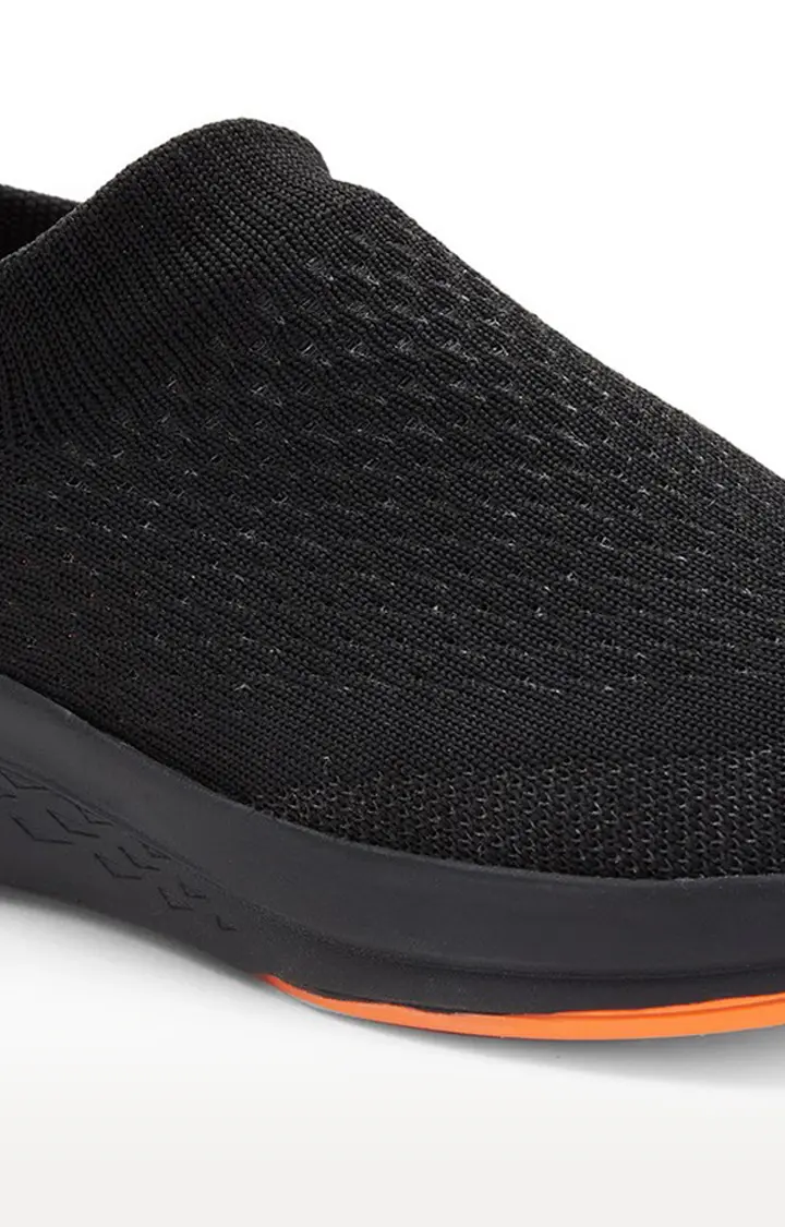 SwiftStep-Men's Activewear Black Slip-on Casuals Shoes