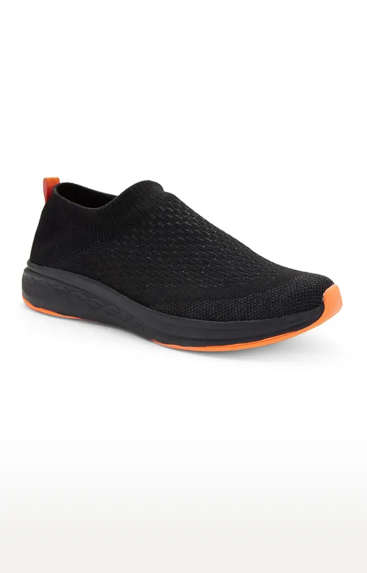 SwiftStep-Men's Activewear Black Slip-on Casuals Shoes