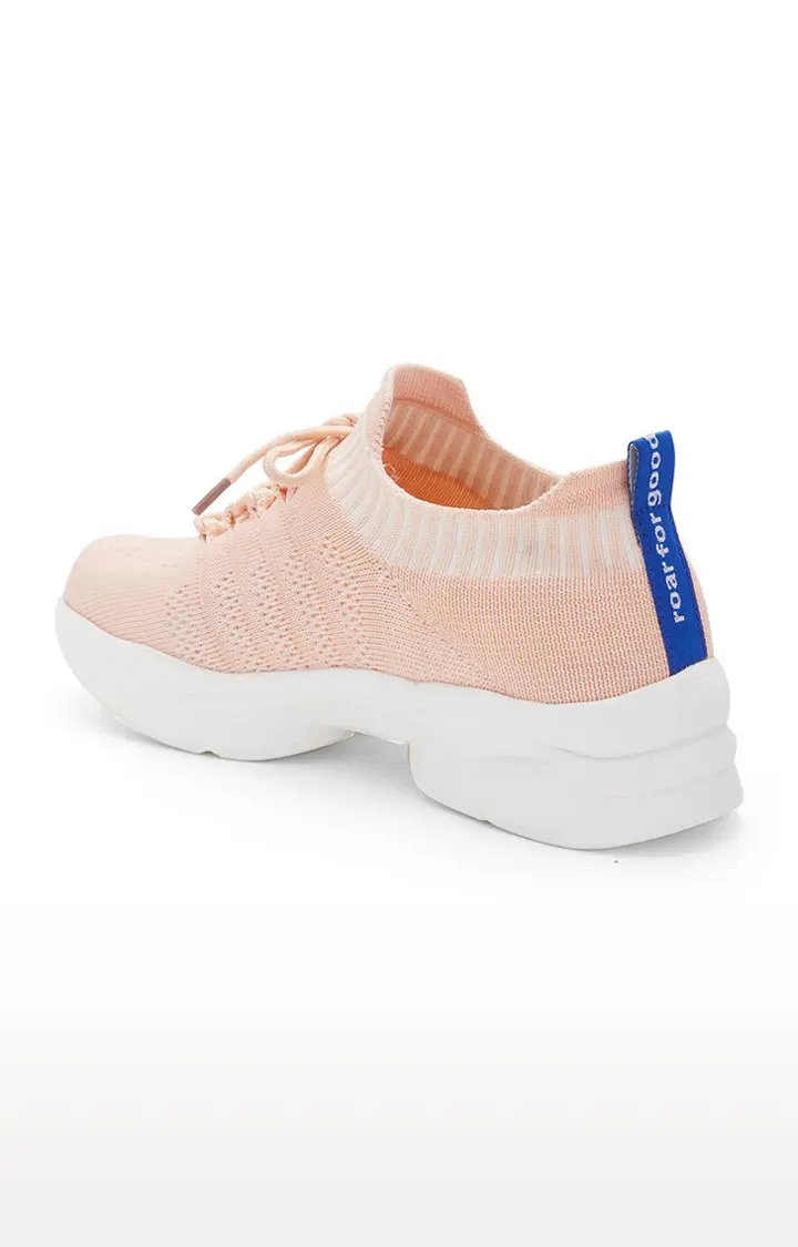 GlideFlex Women's Activewear Peach Casual Lace-up Shoes