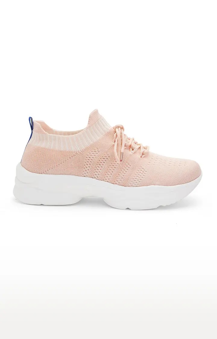 GlideFlex Women's Activewear Peach Casual Lace-up Shoes