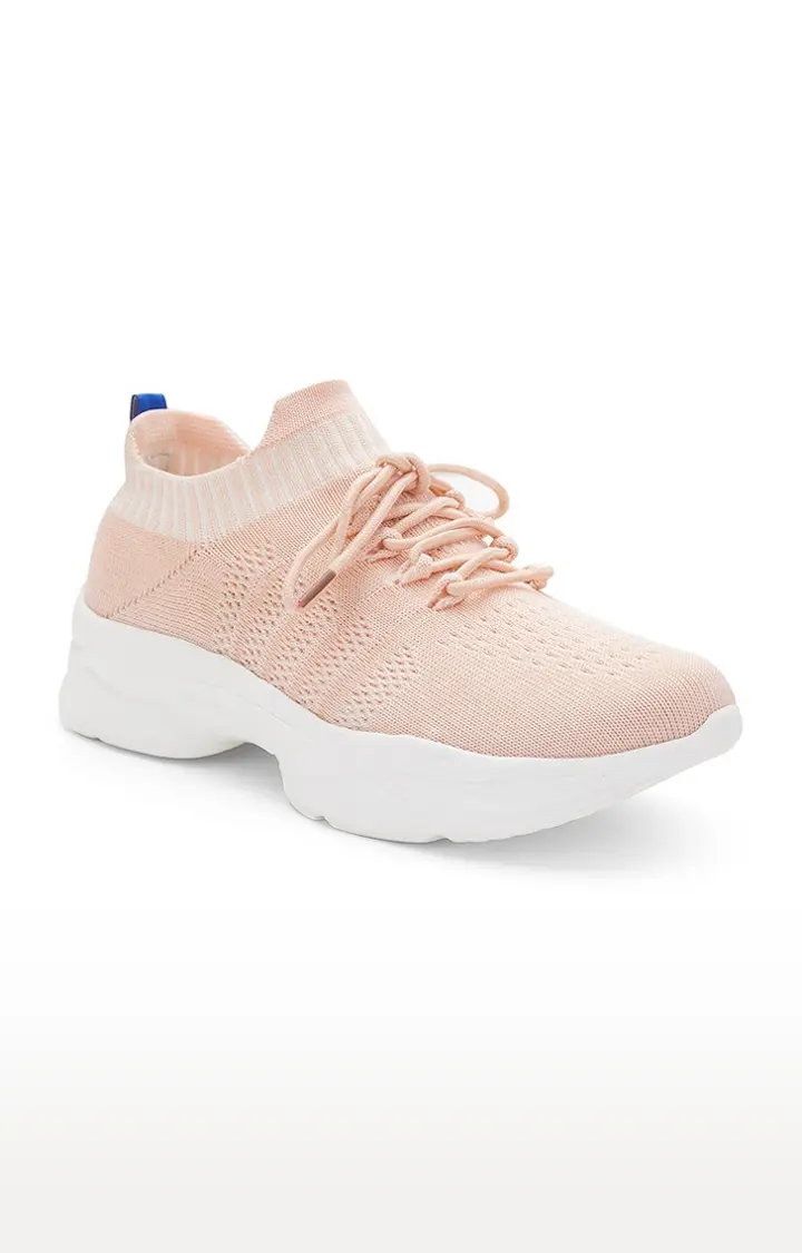 roar for good | GlideFlex Women's Activewear Peach Casual Lace-up Shoes