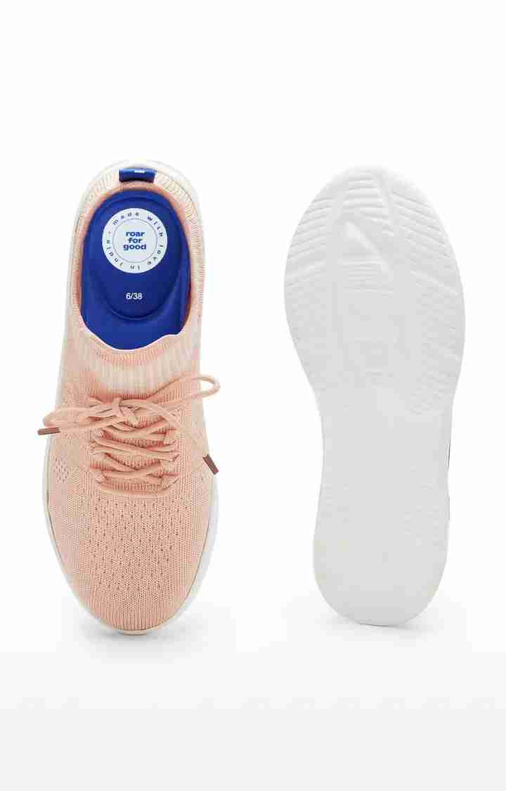 GlideFlex Women's Activewear Peach Casual Lace-up Shoes