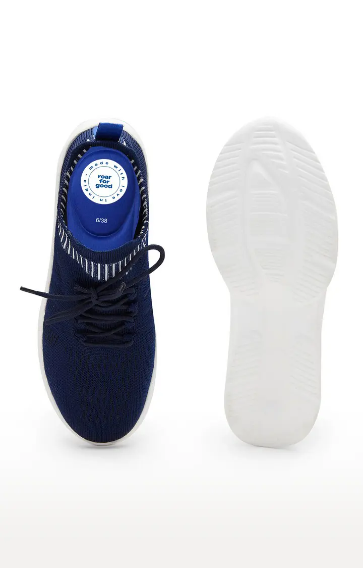 GlideFlex Women's Activewear Navy Blue Casual Lace-up Shoes