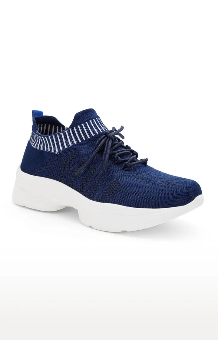 GlideFlex Women's Activewear Navy Blue Casual Lace-up Shoes