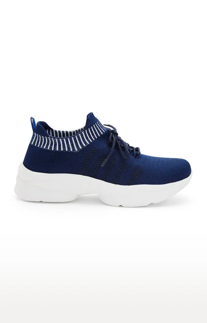 GlideFlex Women's Activewear Navy Blue Casual Lace-up Shoes