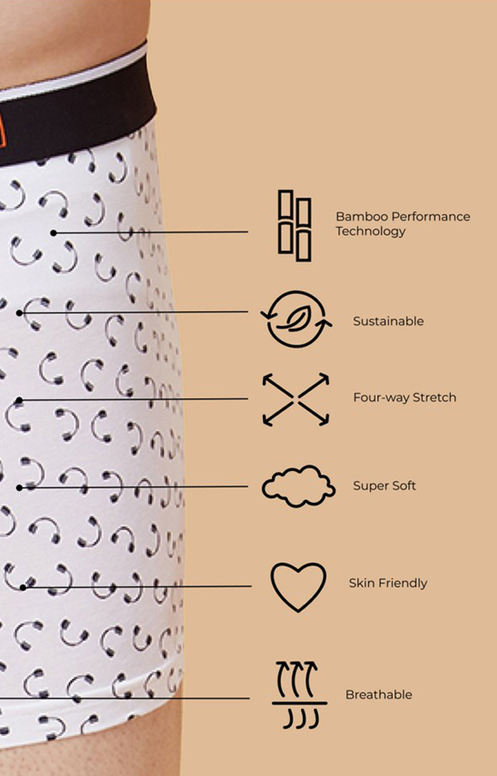 Men's Printed Bamboo Innerwear White