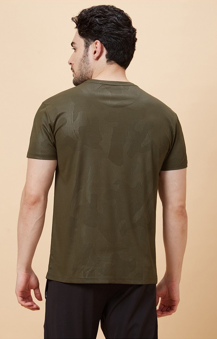 Men's Casual Olive Green Dry Activewear T-Shirts