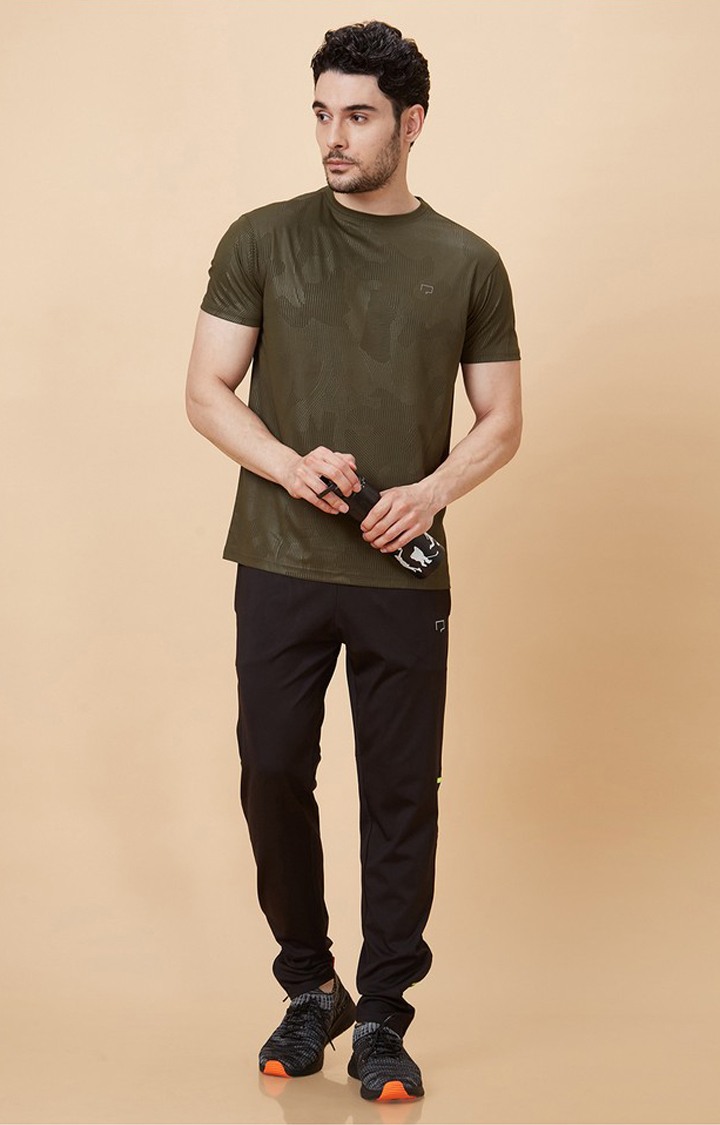 Men's Casual Olive Green Dry Activewear T-Shirts