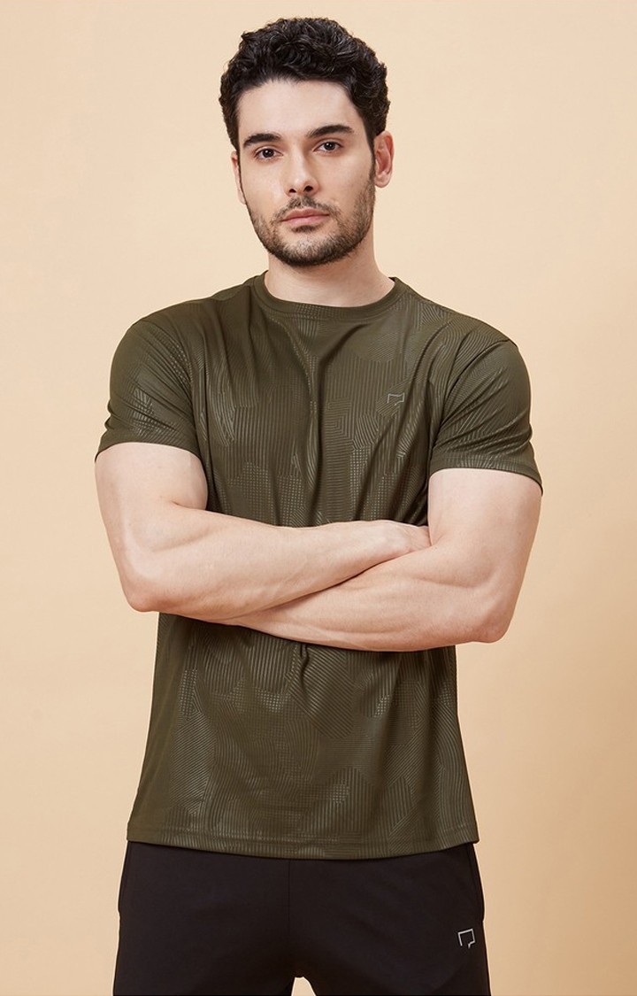 Men's Casual Olive Green Dry Activewear T-Shirts
