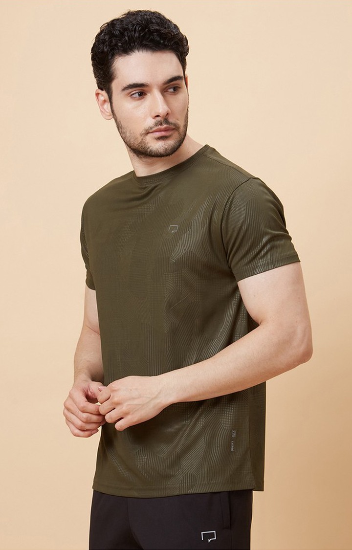 Men's Casual Olive Green Dry Activewear T-Shirts