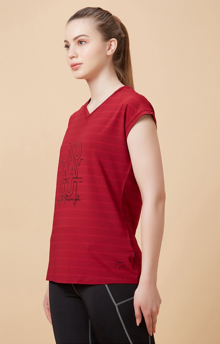 Women's Active Fashion Maroon Activewear T-Shirts