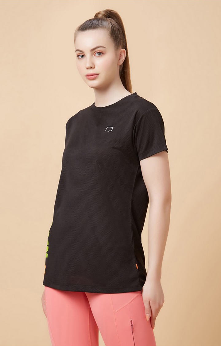 roar for good | Women's Rapid Dry Black Activewear T-Shirts 3