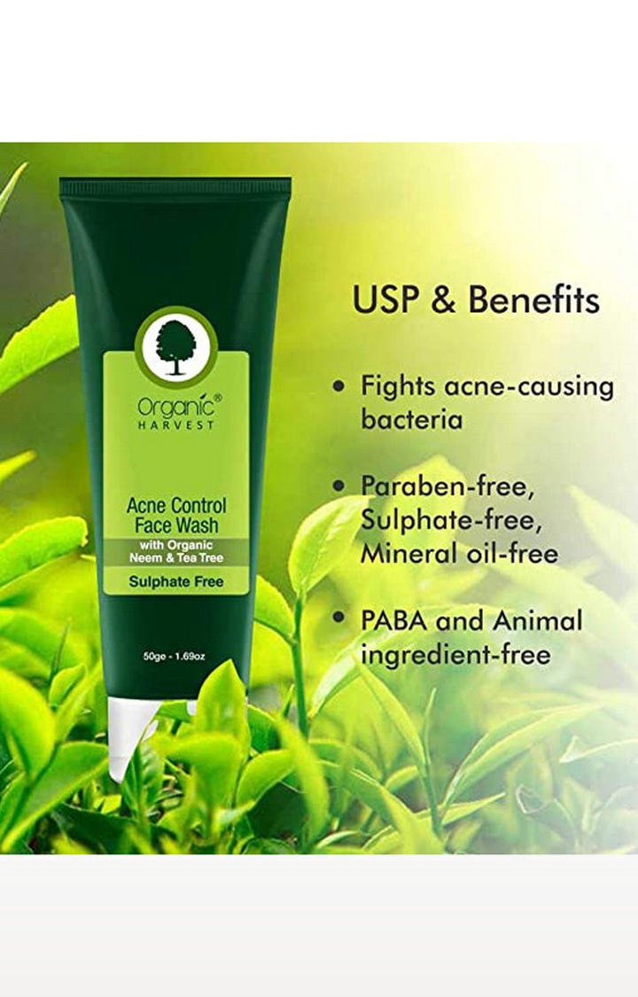 Organic Harvest | Acne Control Sulphate Free Face Wash - 50 gm 1
