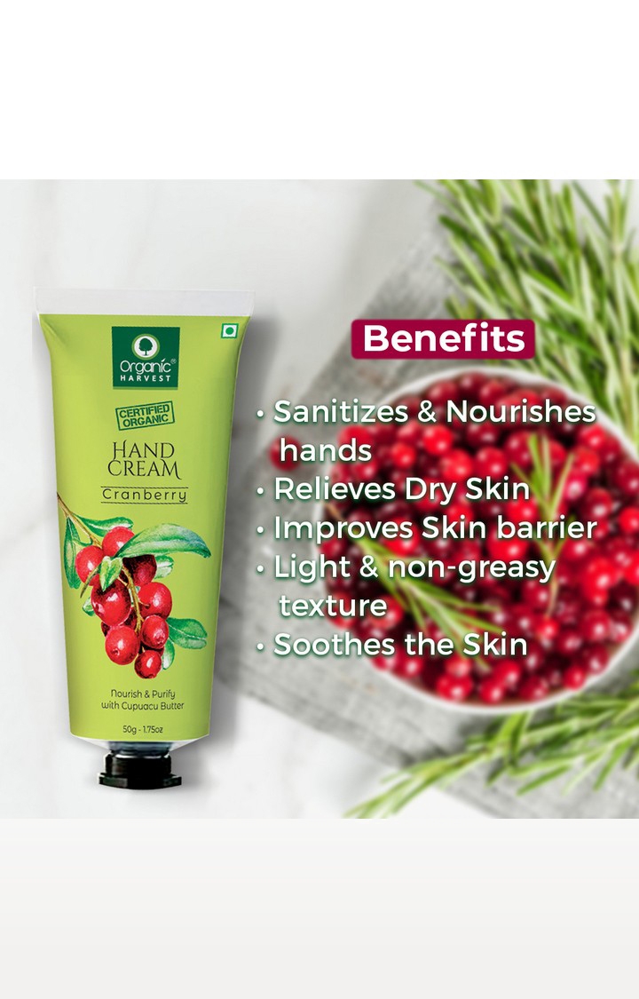 Organic Harvest | Organic Harvest Hand Cream - Cranberry, 50gm 2