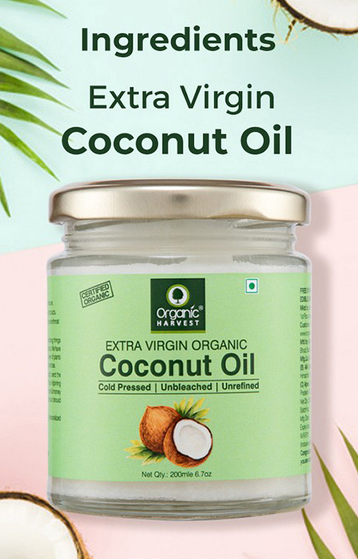 Organic Harvest | Organic Harvest Extra Virgin Coconut Oil Cold Pressed, Solution for Body Massage, Skin Care, Hair Growth, and Oil Pulling, 200ml 2